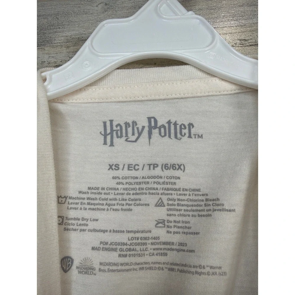 Harry Potter Cat & Jack Outfit Girls Size 6 Cream Blue Hogwarts Distressed EUC